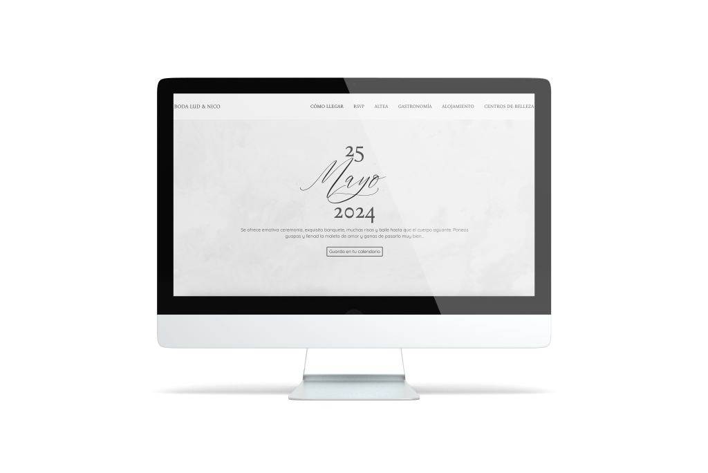 ejemplo de página web de boda (versión ordenador)